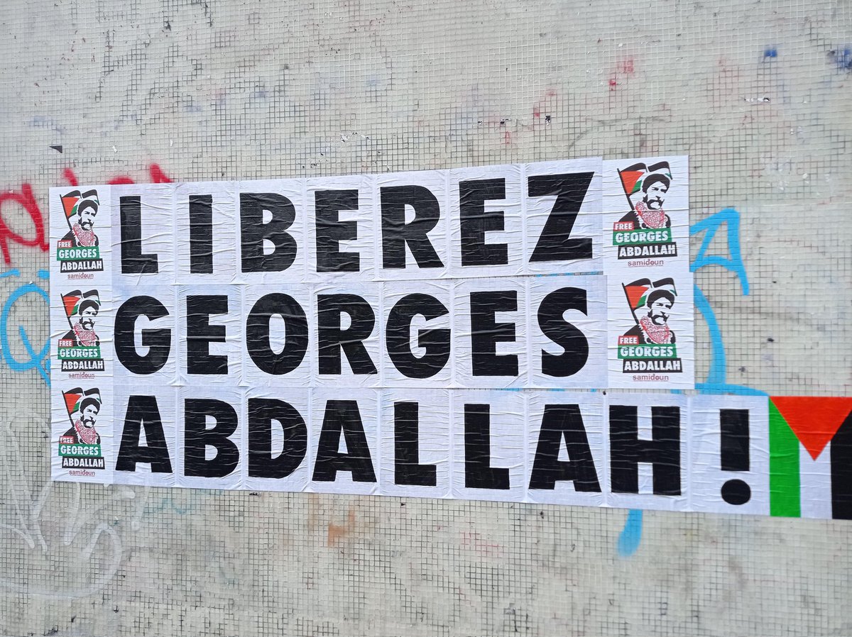 SamidounPB's tweet photo. 🇵🇸 Dans les rues de Paris, affichage pour la libération de Georges Abdallah. Communiste libanais et combattant de la résistance palestinienne, il est emprisonné en France depuis 1984 alors qu'il est libérable depuis 1999.

#FreeGeorgesAbdallah https://t.co/JJe73KMWnl