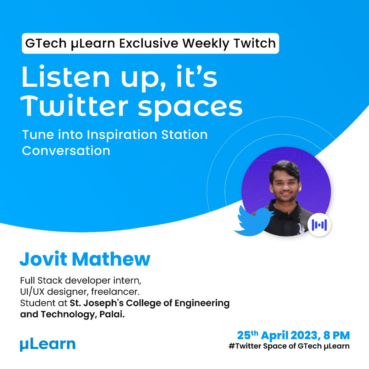 Hey all! I'll be a part of the #InspirationRadio event by #Mulearn!

Let's motivate each other to reach for the stars!#inspiration #motivation #webdeveloper #jovit #jvoitmathew