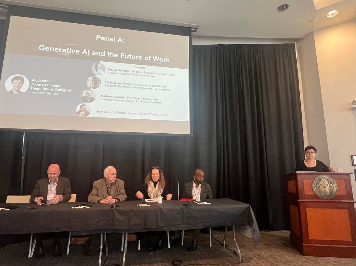 Northeastern Global News (@nuglobalnews) on Twitter photo Join <a href="/Experiential_AI/">Institute for Experiential AI at Northeastern</a> for today's special #GenerativeAI panel featuring 20 #AI experts.
🕒: 8:30-11:30 a.m. ET
📍: Egan Research Center, <a href="/Northeastern/">Northeastern U.</a>'s Boston campus
Tune in virtually here: bit.ly/3V2GX9k and follow along for live coverage 🧵⬇️ Join <a href="/Experiential_AI/">Institute for Experiential AI at Northeastern</a> for today's special #GenerativeAI panel featuring 20 #AI experts.
🕒: 8:30-11:30 a.m. ET
📍: Egan Research Center, <a href="/Northeastern/">Northeastern U.</a>'s Boston campus
Tune in virtually here: bit.ly/3V2GX9k and follow along for live coverage 🧵⬇️