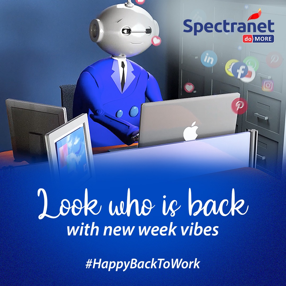 Spectranet_NG's tweet photo. Time to get back in the game! 💼👩‍💻👨‍💻 After a refreshing break, it's time to return to work and tackle new challenges. You can do it!

What are you looking forward to achieving this week?

#HappyBackToWork #DoubleData #StayConnected with #Spectranet  #TuesdayMotivation  #WorkLife https://t.co/e7c29lTGLw