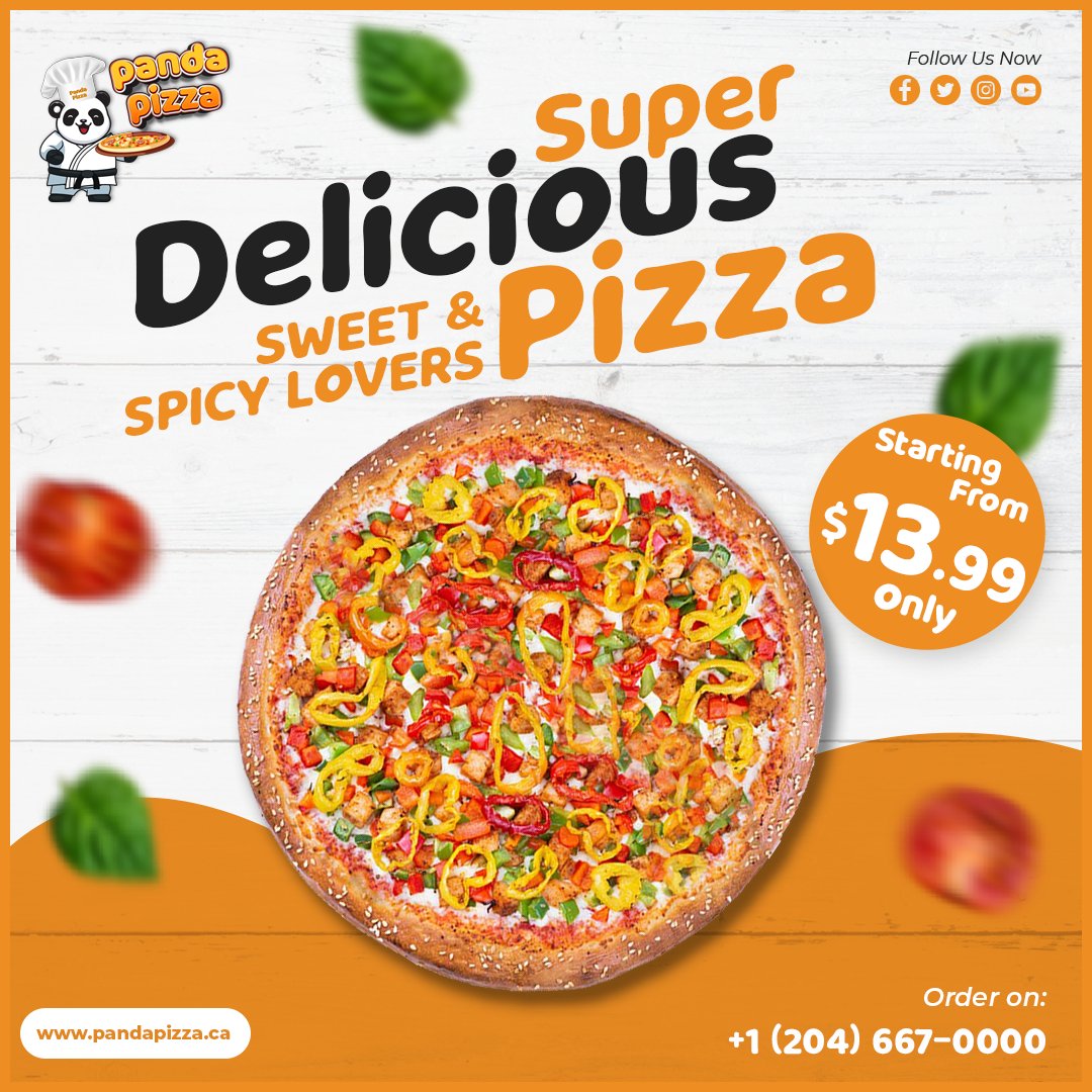 PandaPizza_CA's tweet photo. Tired of the same old boring pizzas? Treat yourself with something special and delicious!

order now at- https://t.co/ThRZdmYJQo
or call now +1 (204) 667-0000

#pizza #pizzalover #pizzatime #PizzaParty #pizzastore #pizzaservice #pizzarestaurant #trendingpizza #trendingpost https://t.co/oFeXUDYROa