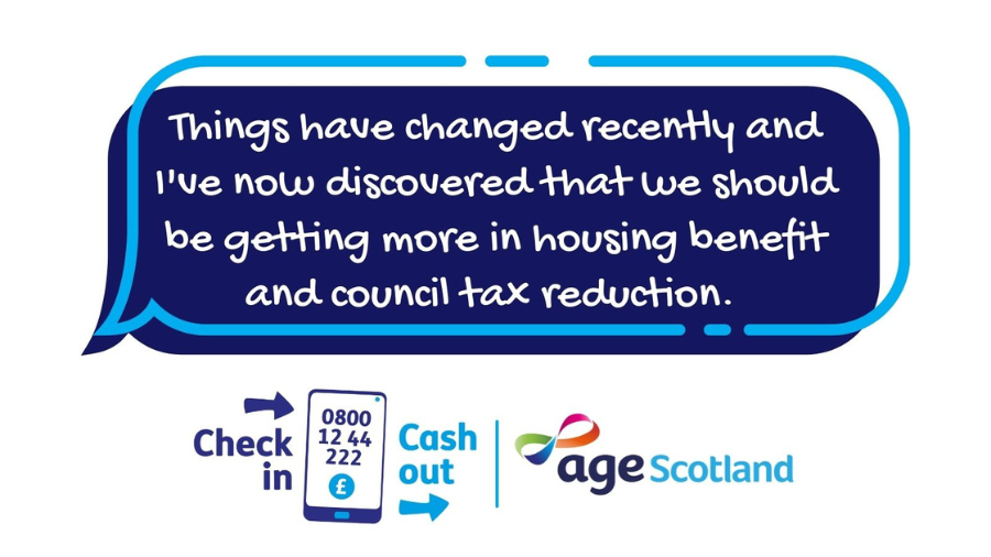 agescotland's tweet photo. With millions of pounds of financial support going unclaimed by older people in Scotland each year, a quick call to our 0800 12 44 222 helpline for a free entitlement check could mean more pounds in your pocket. https://t.co/w8FVngs6mS #CheckInCashOut https://t.co/yjIAlu51Dp