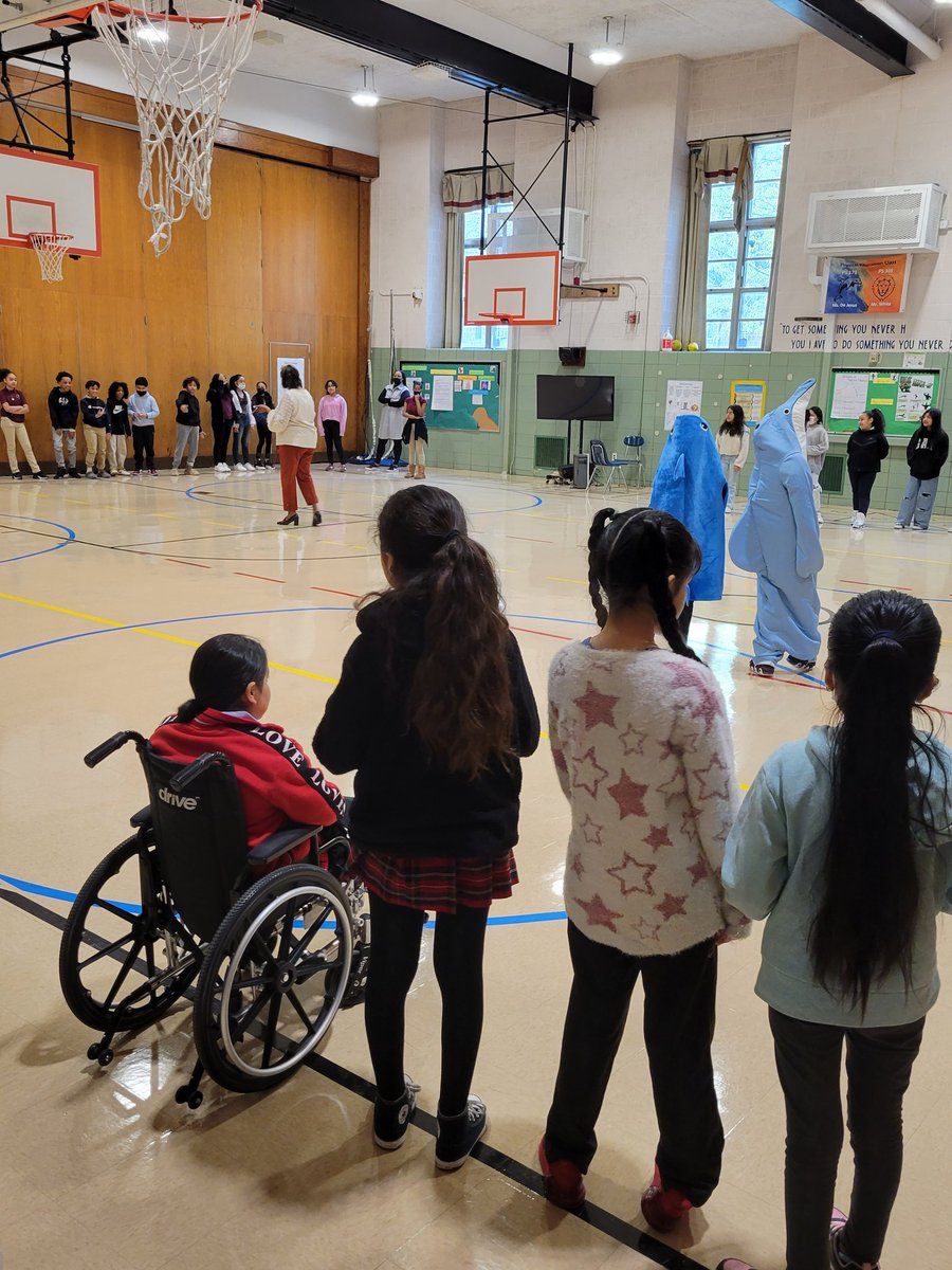 PS179BX's tweet photo. PS 179 hosts our annual Testing Pep Rally! With special guests Willis the Dolphin &amp; Sharky helping Ms. Williams remind students that we "Don't Stress the Test". @DrRPadilla @Csd7Bx https://t.co/daCoqbsOOM