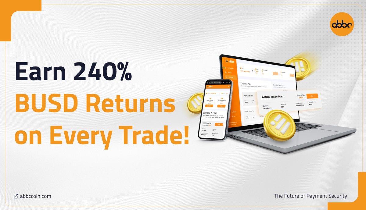 abbcfoundation's tweet photo. Trade your #ABBC for 240% BUSD returns on the #ABBCTrade Portal! You can have unlimited subscriptions and receive 240% #BUSD returns each! Your returns will be distributed weekly for a year. 

Earn your BUSD today!
👉https://t.co/CXvJ5Gzp44

#ABBCFoundation #ABBC_Coin #TradeABBC https://t.co/0u1U0sRExE