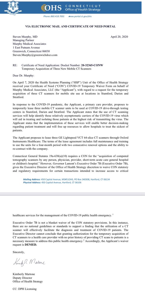 TakeWeightOffMD's tweet image. The time #CONlaws #certificateofneed laws prevented patients from getting safe diagnoses of COVID pneumonia. #pandemic A classic example of governmental #regulatorycapture We had radiologists ready to go and computers ready to assist. But hey, CT says “go pound salt. no easy and