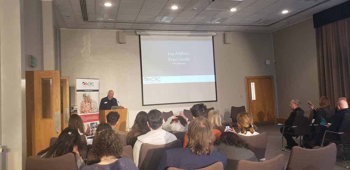 acrcedincare's tweet photo. Next we ve had a wonderful contribution from our public contributor Peter then 3 min presentations from our PhD students on topics ranging from #homelessness risk, #impairedvision & #music in care homes.
#ACRCSpringsymposium https://t.co/pozZf4p5iD