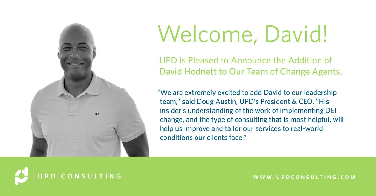 As Director of Strategic Partnerships @davidjhodnett will be leading efforts to expand the reach of our unique change management approach to equity work, and to further establish our thought leadership in the DEI marketplace. #dei #changemanagement #equity #thoughtleadership