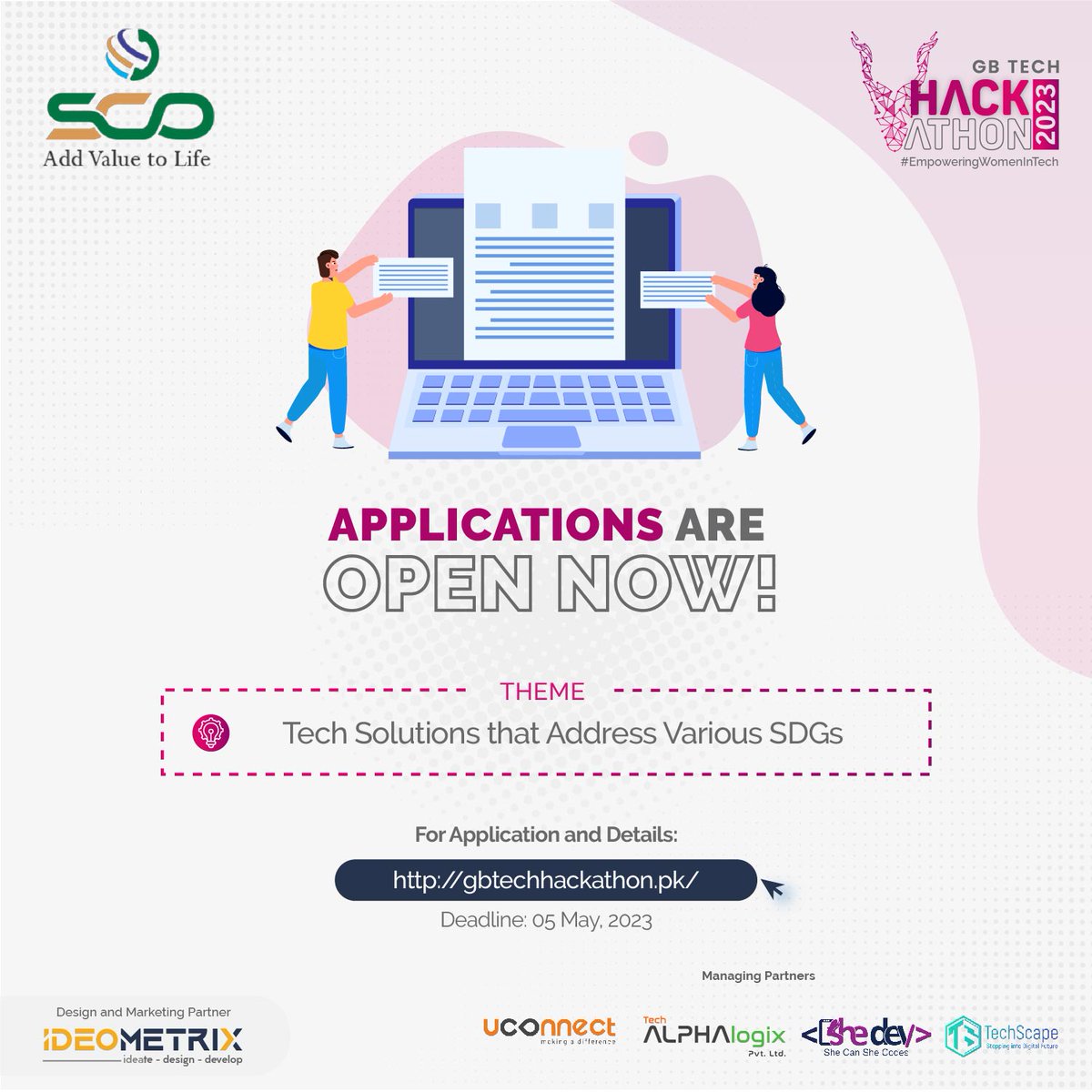 gb_hackathon's tweet photo. It's time to put your tech skills to the test! 📈 The GB Tech Hackathon 2023 is now open for registrations.

Application Link: https://t.co/U0IdRebs7n
Deadline: 05 May 2023
#GBTechHackathon #SDGs #MakeADifference #EmpoweringWomenInTech  #Hackathon https://t.co/Sq3WVhBzXj