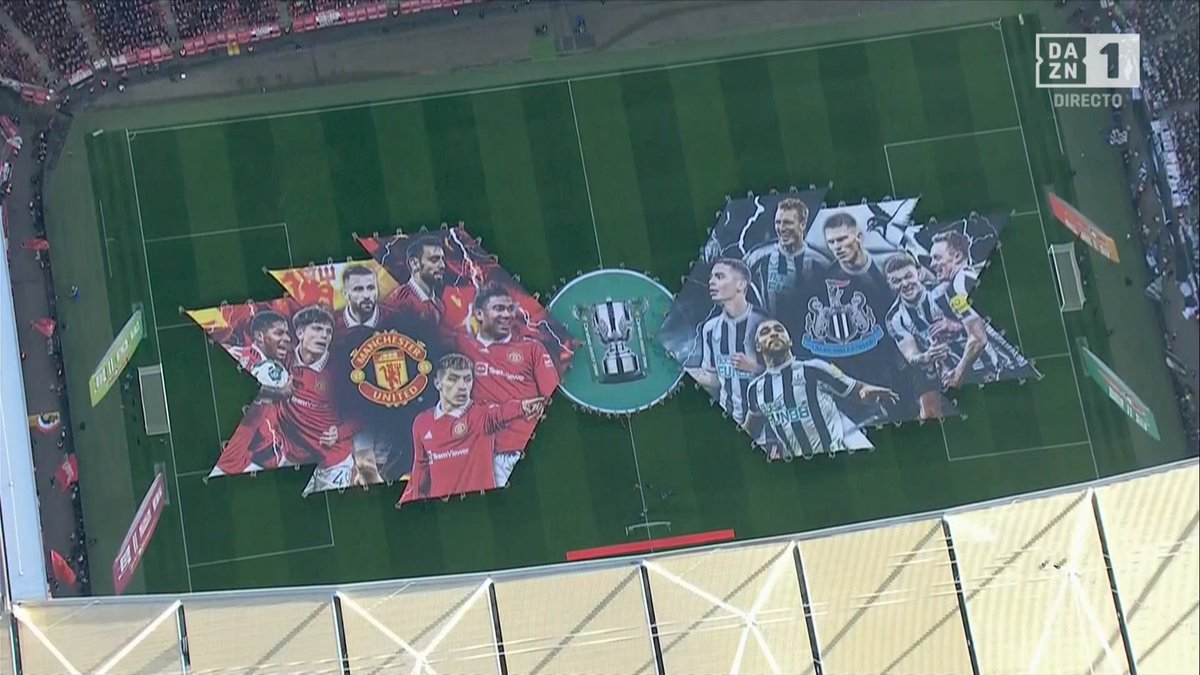 SportsPresCo's tweet photo. ⏪ March 2023, @EFL Carabao Cup Final
@ManUtd v @NUFC 

Pre-match banner display ✅crowd tifo ✅drop banners ✅ electric violinist performance ✅framing the cup lift moment post-match ✅ https://t.co/tTGzAFXv5l