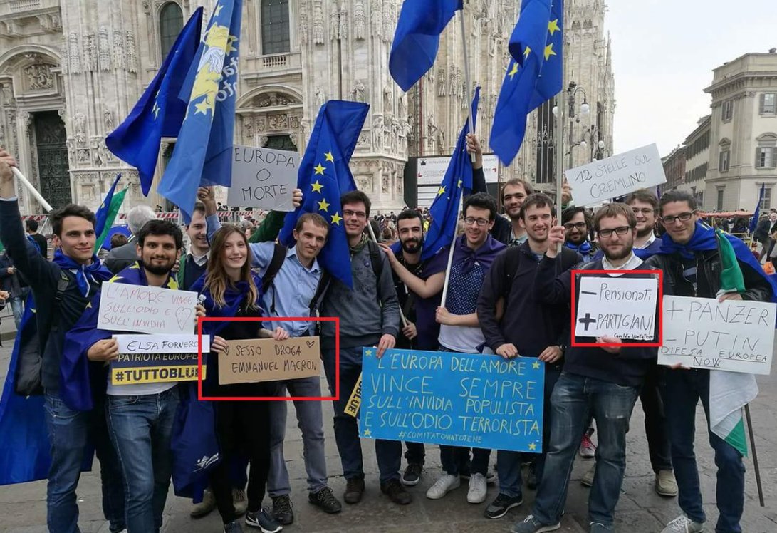 Siciliano741's tweet photo. Ricordate il #25aprile del 2017,quando il PD a guida Renzi, festeggiava con cartelli "sesso,droga,Emanuel Macron" (quel Macron) e l'hashtag #tuttoblue ?
Uno sfregio alla Resistenza
Non sono migliori della Meloni&C
E il PD non ha ancora fatto i conti fino in fondo col renzismo. https://t.co/qpB3HdCgy0