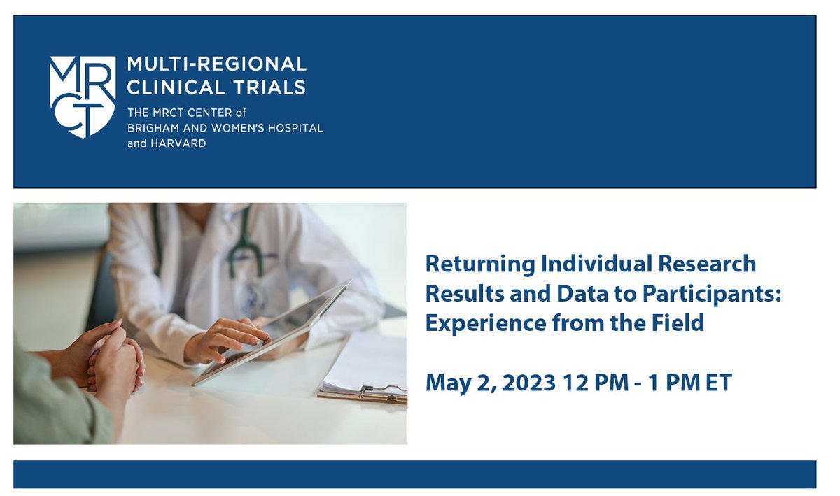 Register now for our webinar, "Returning Individual Research Results and Data to Participants: Experience from the Field." #research #individualresults #clinicaltrials #patientadvocacy conta.cc/3UaDpBv