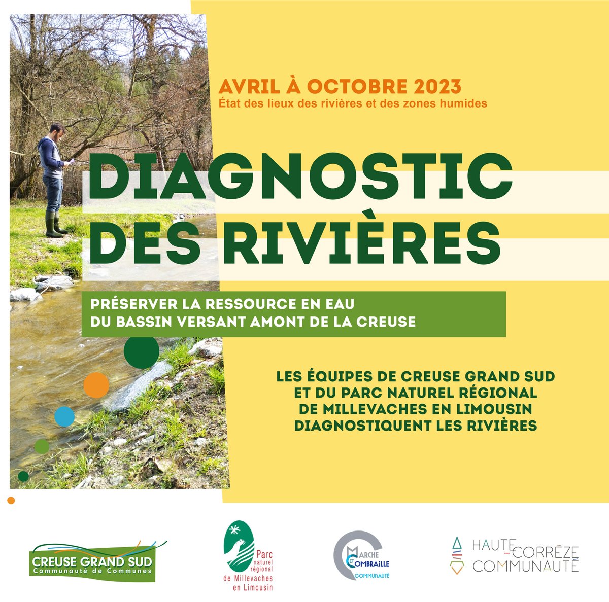 CreuseGrandSud's tweet photo. 💧🌱  Entre avril et octobre 2023, Creuse Grand Sud et le Parc Naturel Régional de Millevaches en Limousin diagnostiquent les rivières du territoire !

Plus d'infos 👉 https://t.co/2I1q31Q7G9

#Rivières #Ruisseaux #eau #environnement #CGS #CreuseAmont #PNR https://t.co/1we61f74Y3