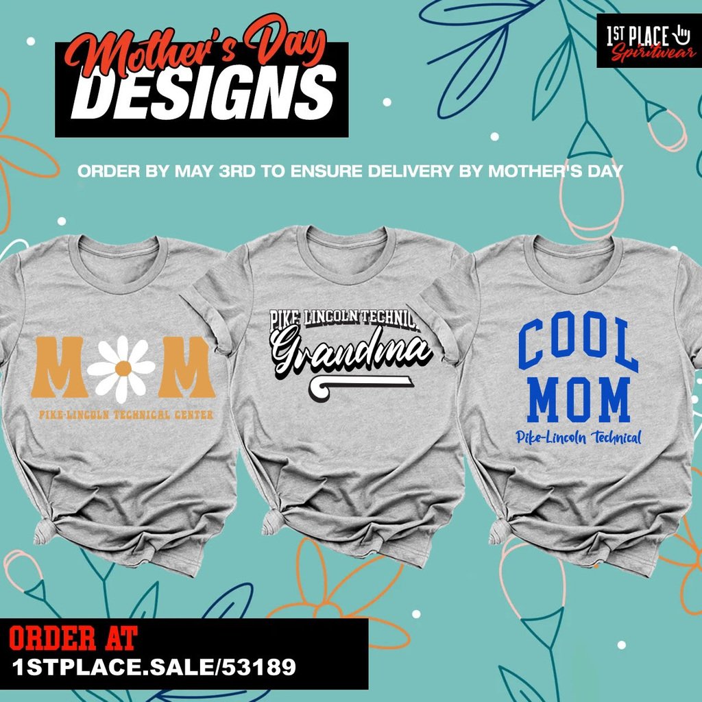 PLTC spirit wear makes for a great Mother's Day gift! We've dropped new designs for moms and grandmas. Order by May 3rd to ensure delivery before Mother's Day. Visit 1stplacespiritwear.com/collection/531…