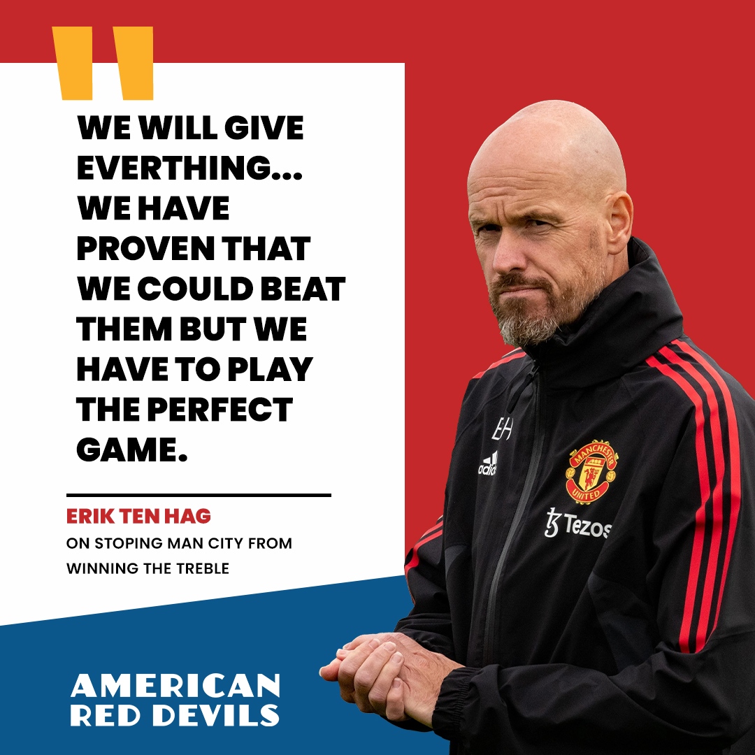 usareddevils's tweet photo. Erik ten Hag says Manchester United can take inspiration from this season’s earlier win over rivals Man City to stop them winning the treble when they face each other in the FA Cup final.

#mufc #mantud https://t.co/1bJLaoUwCY