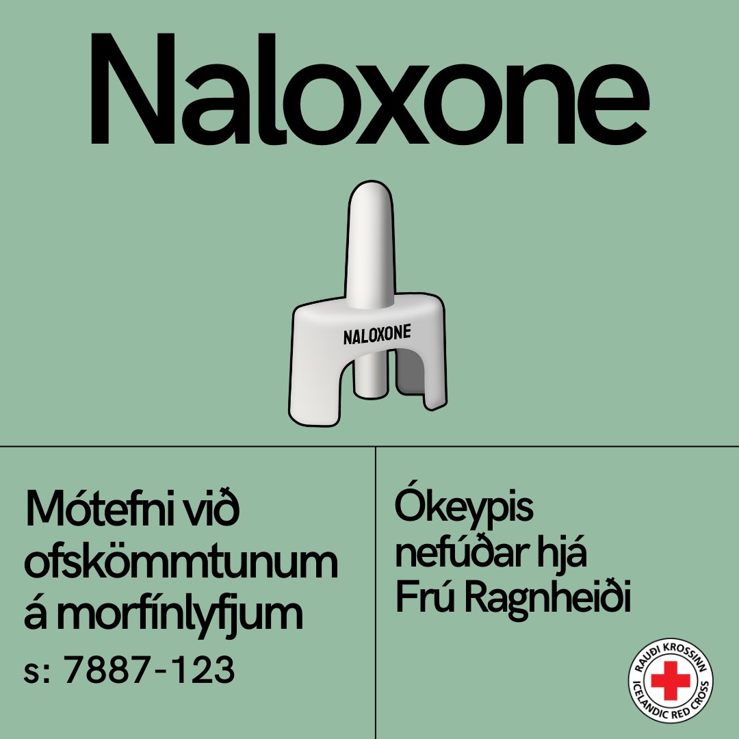 Naloxone er mótefni gegn ópíóíðum/morfínlyfjum (t.d. Contalgin, Oxycontin, Fentanyl og Heróín).
Ópíóíðainntaka yfir þolmörk getur valdið öndunarstoppi, Naloxone getur snúið því ástandi við.
Enginn skaði fylgir því að gefa lyfið sé þess ekki þörf.
