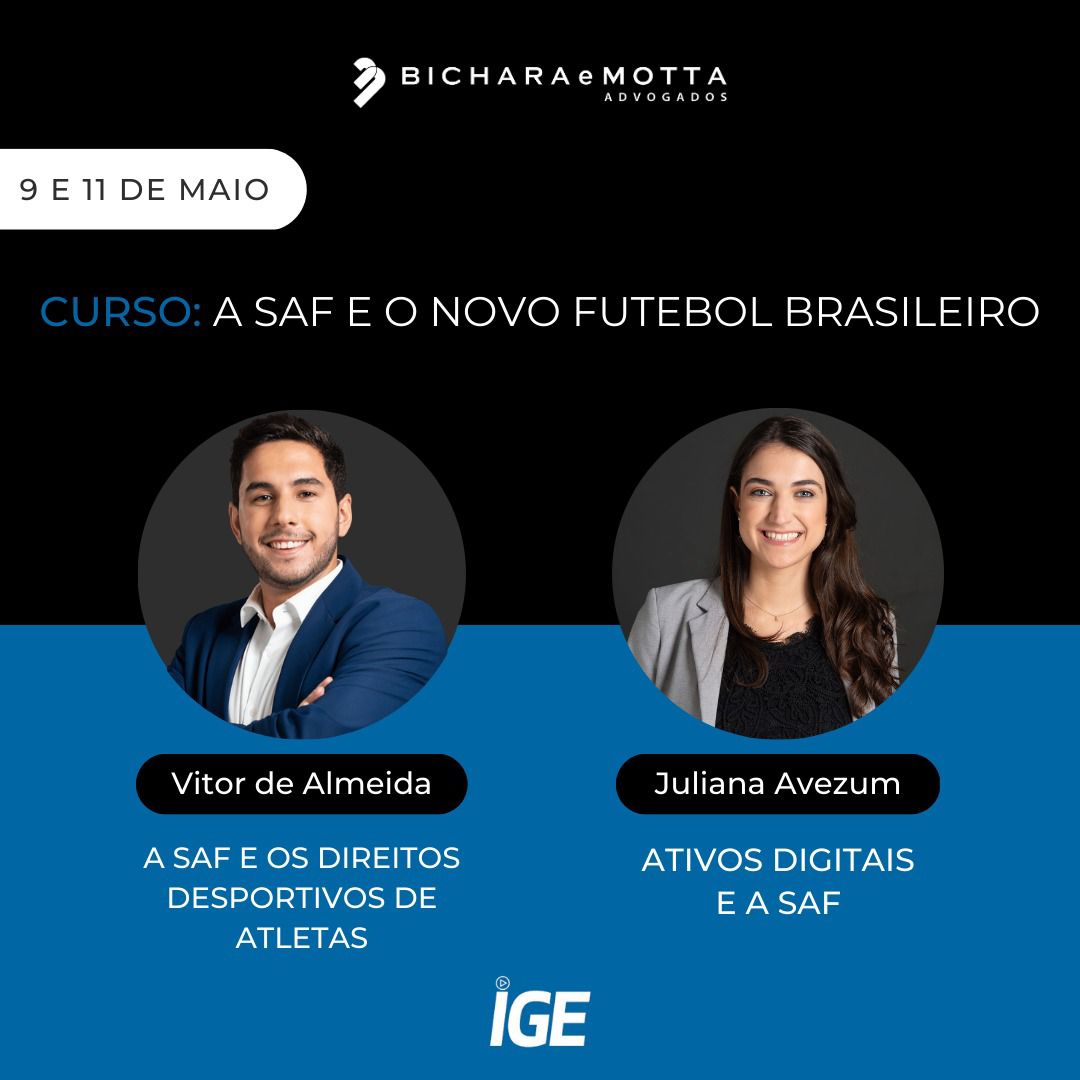 bicharaemotta's tweet photo. Vitor Almeida @vhalmeida   e Juliana Avezum @JAvezum  ministrarão aulas no curso "A SAF e novo futebol brasileiro", organizado pelo Instituto de Gestão Esportiva - IGE.

#bicharaemotta #sportslaw #SAF #IGE #direitodesportivo #futebol https://t.co/wNvOH1ANPC