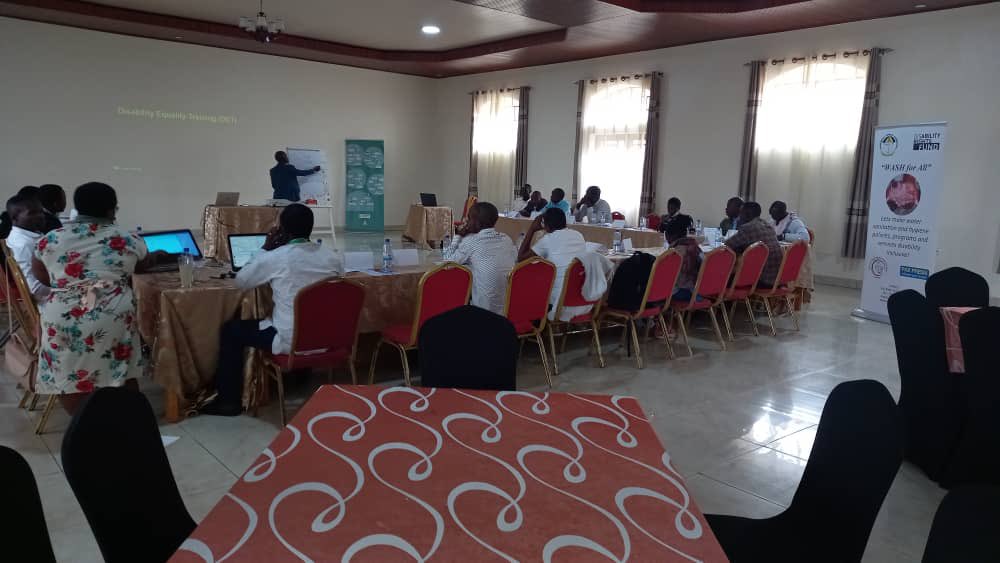 Ntamusoro's tweet photo. @uphls is conducting capacity building trainings under the @DisabRightsFund the
Community Health, OPDs and Health and Sanitation officers Kayonza, Karongi, Gisagara, Rubavu and Gicumbi Districts on #DisabilityRights and inclusive #WashServices. https://t.co/xPLjsoPIsM
