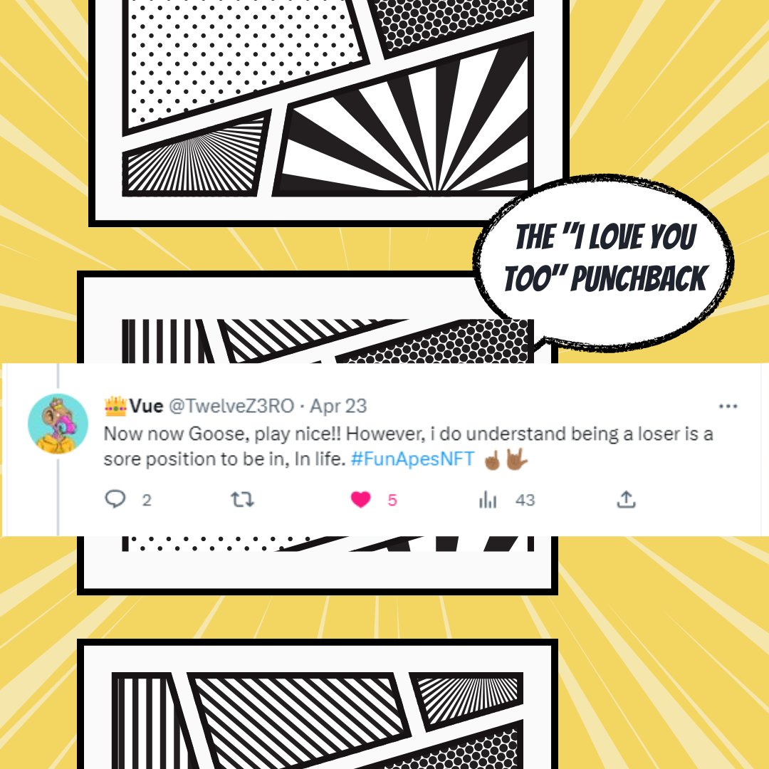TwittyMeme4Ever's tweet photo. GM #Twatville
IDK whats more fun, seeing another #NFTCommunity jump up to max points on the #BattleFlags board or the fun BATTLE that happened in the thread
Peep this organic comic made by Vue & Goose impromptu when repping their communities
(winner of poll in comments)
๐งต๐ https://t.co/maKzWNAXs2