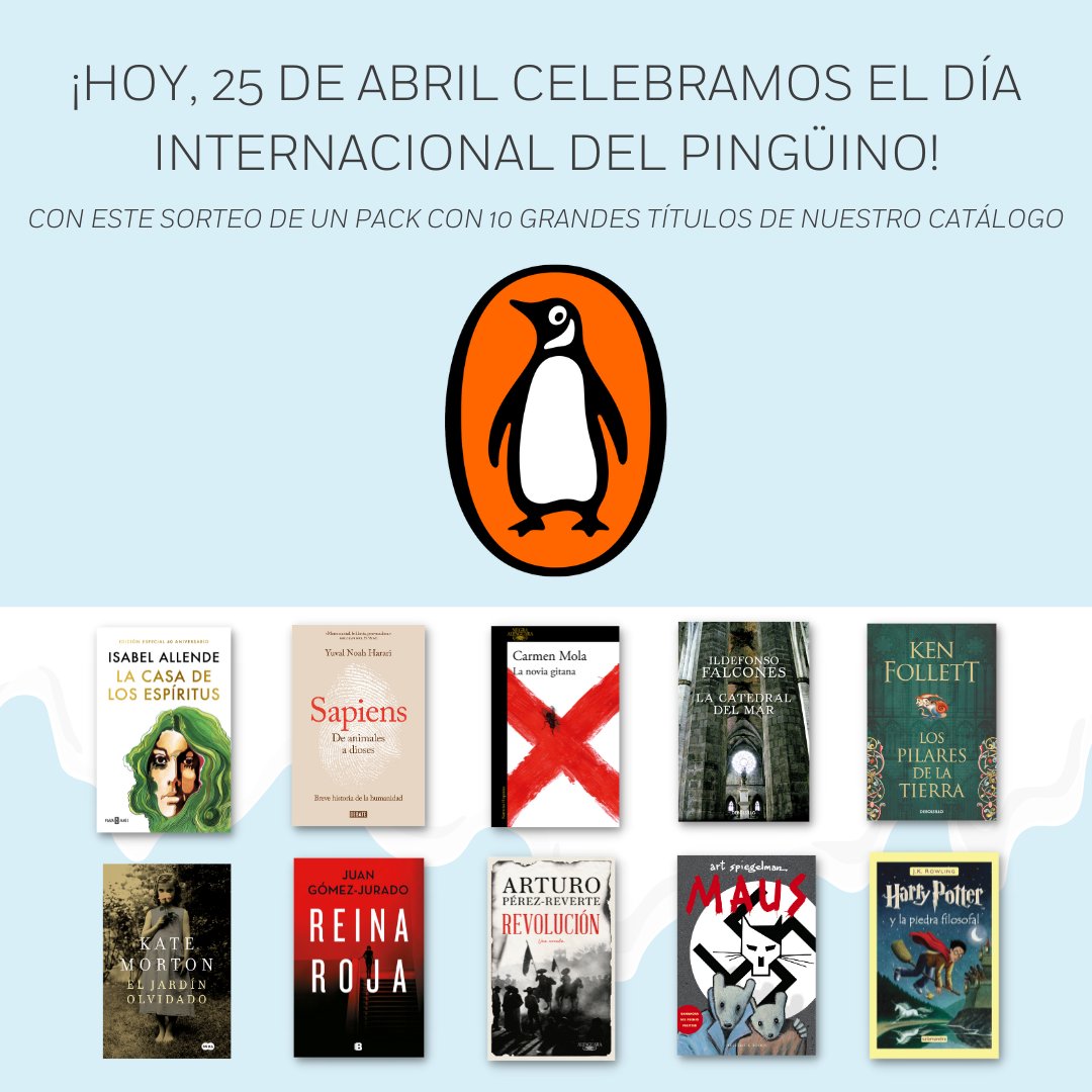 📚 ¿Cómo están los pingüinos?  

Para celebrar el Día Mundial de los 🐧🐧sorteamos este pack de libros entre todos los que hagan RT a este tuit

 ⏰*Sorteo válido hasta las 23,59h del 25/04/2023
¿Te apuntas?