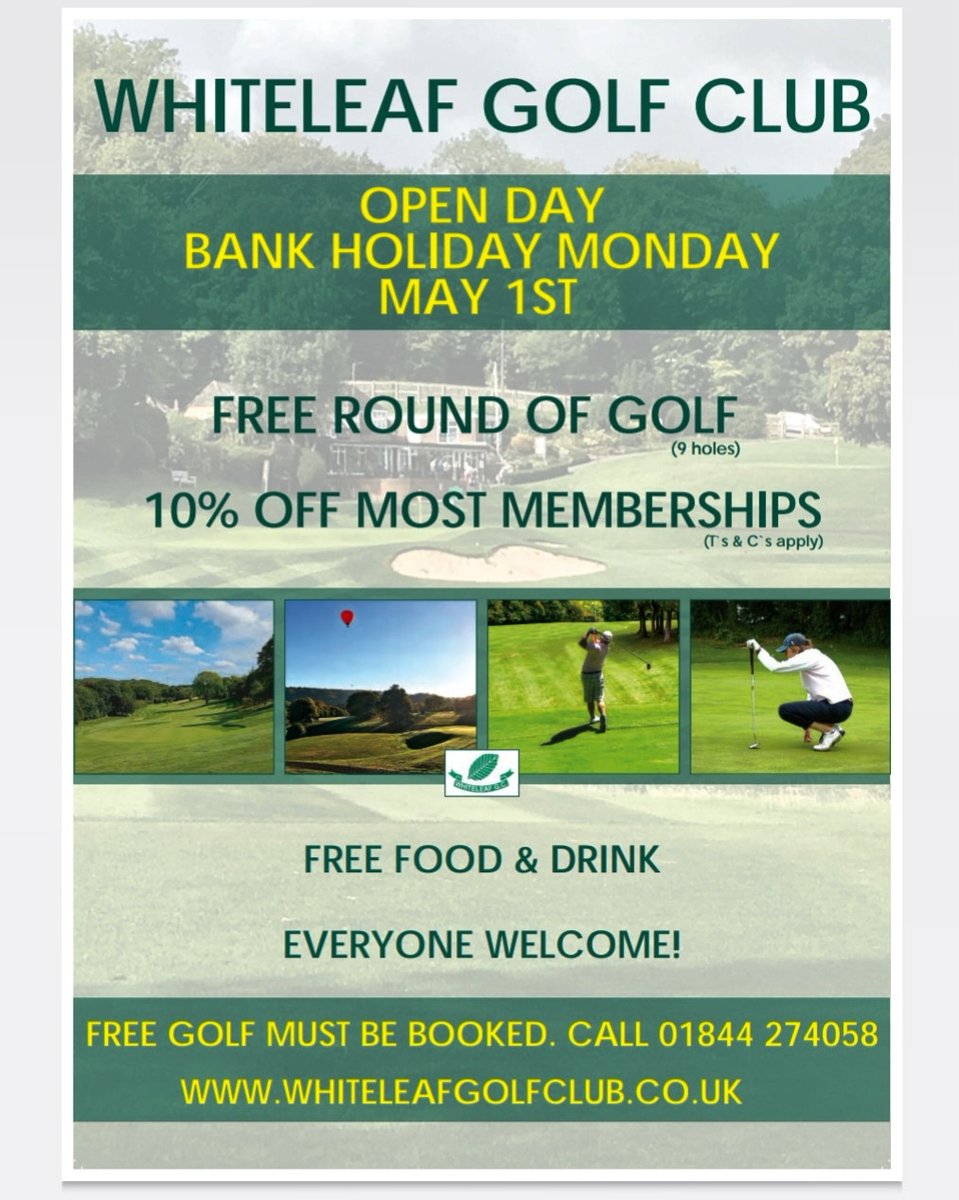 Please Retweet/Share ! Under a week until our Open Day ⛳️🏌‍♂️ Please call 01844 274058 to book your place 😊