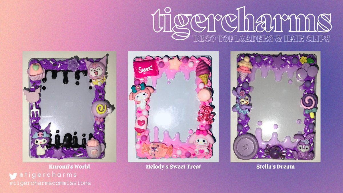 tigercharms's tweet photo. The long wait is over! The first batch of Ready-made Decoden Toploaders and Hair clips are now available! 

Toploader: 300 PHP/each
Hair clip: 60 PHP/pair 

💗 DM to order

🏷 wts wtb lfs lfb ph deco photocard pc bts blackpink ive seventeen newjeans txt enhypen twice aespa itzy https://t.co/C2s45I6Fa7
