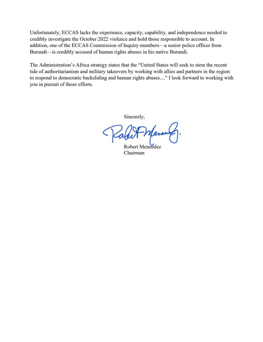 SFRCdems's tweet photo. The US' response to the Chadian military junta's horrifying abuses should be crystal clear.
We must prioritize accountability for those who violate #HumanRights & the rule of law.
We must advocate for a peaceful transition to democracy in Chad.
READ: My letter to @SecBlinken⬇️ https://t.co/WSzIKTjUei