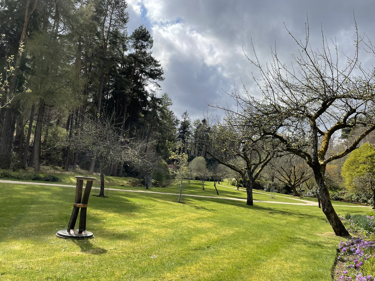 sloan1874's tweet photo. Sitting in the garden of the Glen Grant distillery , commenting how nice and warm it was, and it’s now trying to snow. #scottishspring https://t.co/q3YF12BXL9