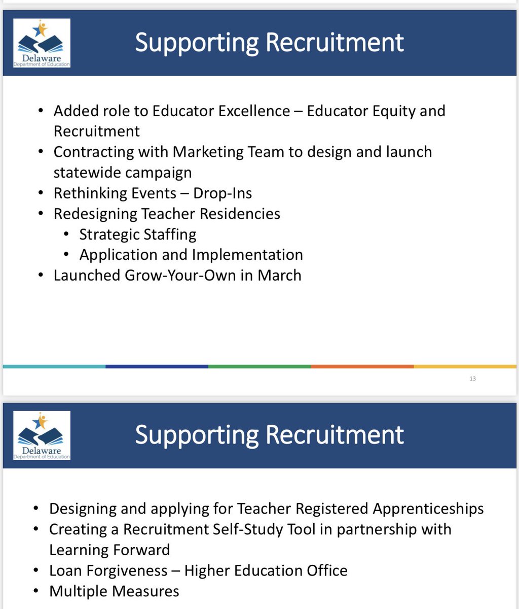 AnnHC_Champ4All's tweet photo. “It’s important to share your work.”~ Jackie Wilson  📢DEDeptofEd #EdExel had the opportunity to discuss  valued partnerships &amp; share recruitment strategies to attract a diversified educator workforce on 3 occasions: The Provost Symposium, the State Board Mtg &amp; DE Pathways Conf. https://t.co/6HjFeFMAAl