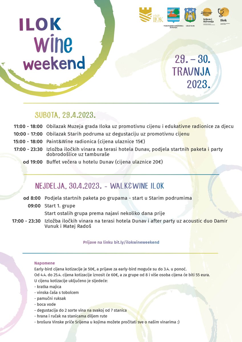 VisitIlok's tweet photo. IlokWineWeekend ➡️29.- 30.04., produženi vikend za šetnju, otkrivanje, degustiranje, zabavu.. #visitIlok #weekend #wine #winetasting #walking #izlet #vikend #proljeće #SpringBreak2023 #srijem #Hrvatska #vino #priroda #eventi #Ilok https://t.co/qDDn9KSZfU