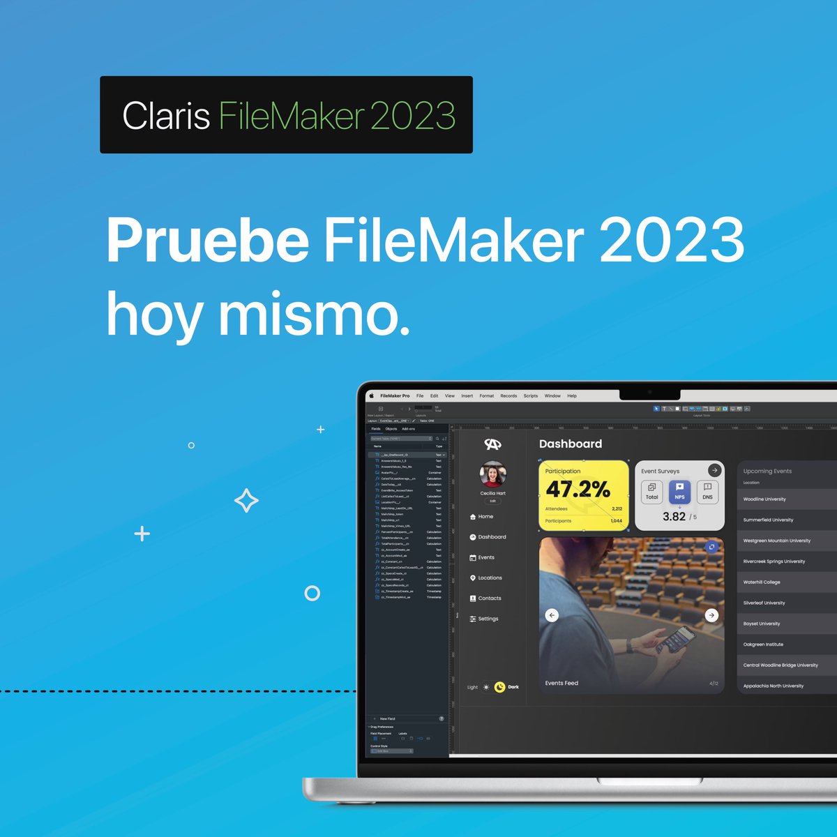 es_claris's tweet photo. Ya disponible el nuevo Claris FileMaker Pro 2023, mayor rendimiento, más capacidad, y más conectado que nunca! 🙌🏻 Pruébalo ahora gratis aquí 👉🏻 https://t.co/cNSjiheCtK #FileMaker #claris #filemaker2023 #lowcode #developer #apps4business https://t.co/VLXaLDdC9N