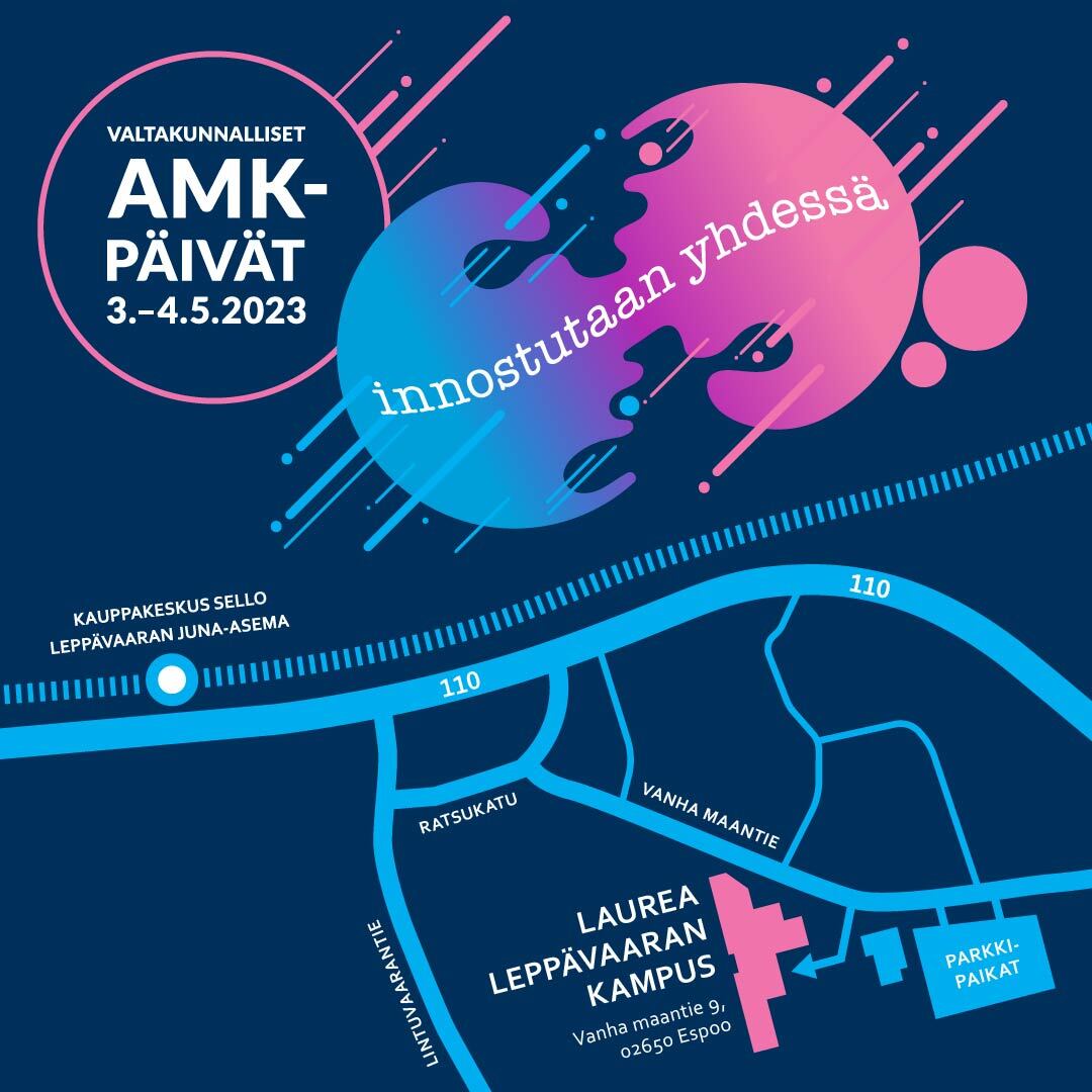 Parkkipaikkoja AMK-päivillä voit löytää
📍Leppävaaran kampuksella, viereisen Kelloseppäkoulun takana
📍kampusta vastapäätä, tien toiselta puolelta

Molemmat parkkipaikat ovat vapaasti käytettävissä ja niille on ohjausta ensimmäisenä tapahtumapäivänä 3.5. noin klo 8.00 alkaen.