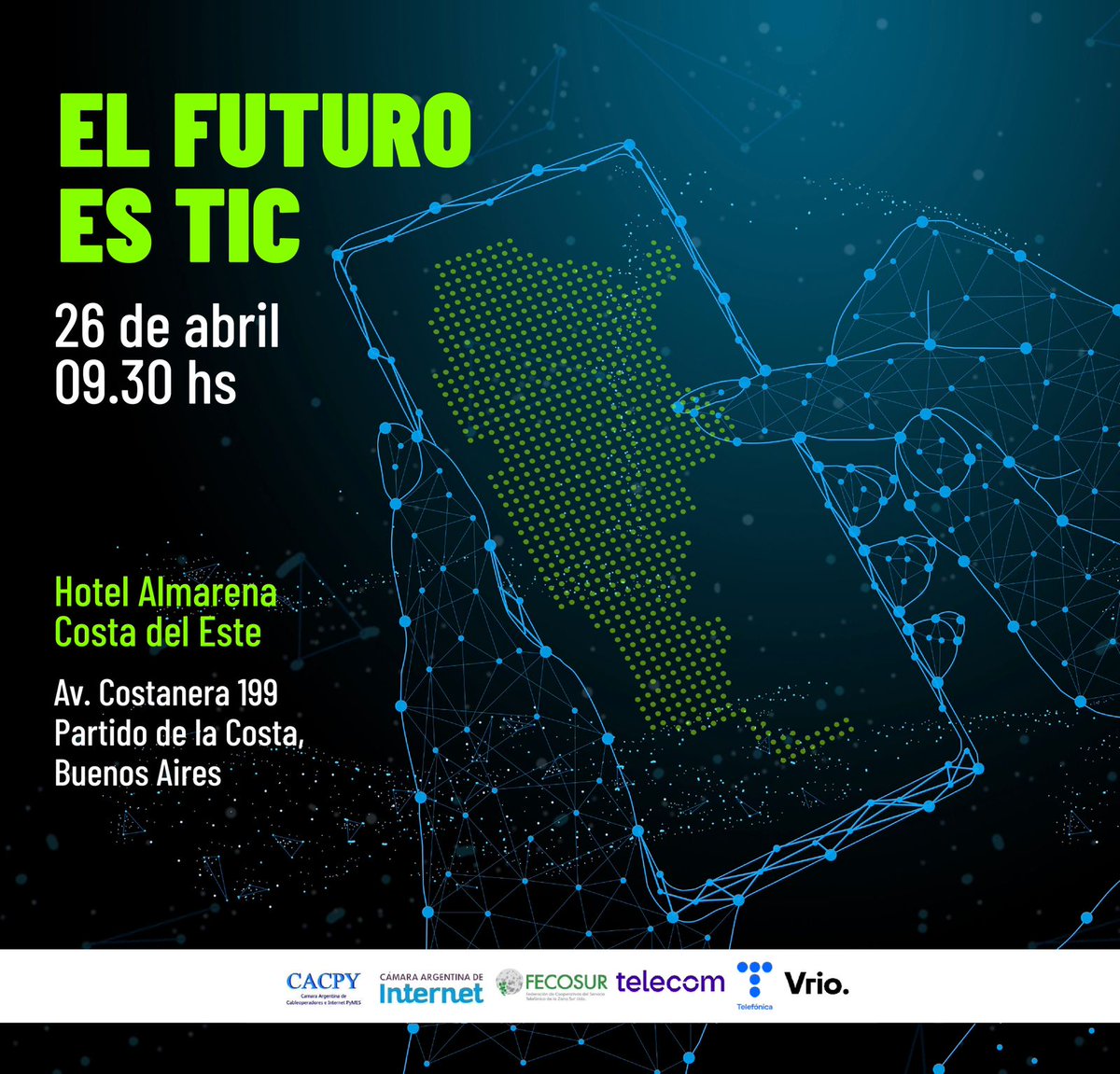 ATVC_'s tweet photo. Este miércoles 26 de abril, en Costa del Este, se desarrollará el 1° Encuentro Federal de la Mesa Tic, “EL FUTURO ES TIC” con la presencia de expositores y los principales actores de la industria. ATVC firmará su adhesión al Manifiesto durante el mismo.
#MESATIC #ELFUTUROESTIC https://t.co/BcKM2SB2Sx