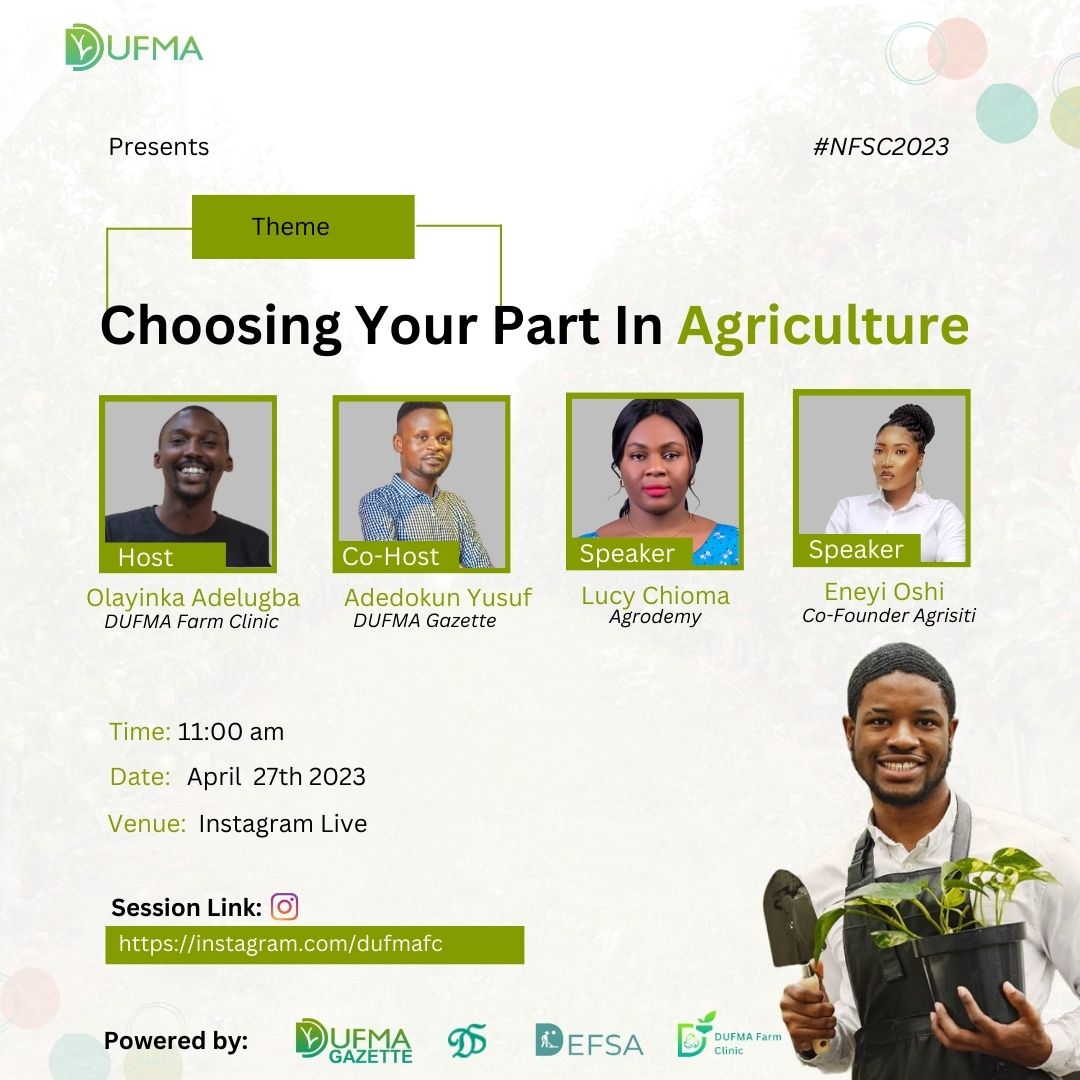 DufmaFc's tweet photo. Hurray!!! The Expected Naija Food security conference 2023 is in 2 days time starting on the 27th and it's fully loaded..
Register Now to secure a spot and stand a chance to be part of free items and 25% discount offers on our services
https://t.co/9XbomypHcn
#NFSC2023
#Agric https://t.co/ogAT7o5Qh5