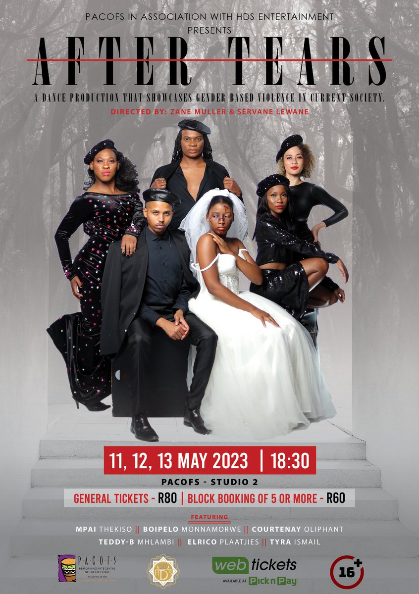 DirtyShakers's tweet photo. Presenting our latest body of work "After Tears" in association with the Performing Arts Centre of the Free State @PACOFS3 get your tickets from Webtickets today...click on the link
https://t.co/0di92y0G6Y
#BloemTwitter @curateMangaung @BloemfonteinZa #BloemTwitter @Pacofs_co_za https://t.co/iYJKjr5HSY