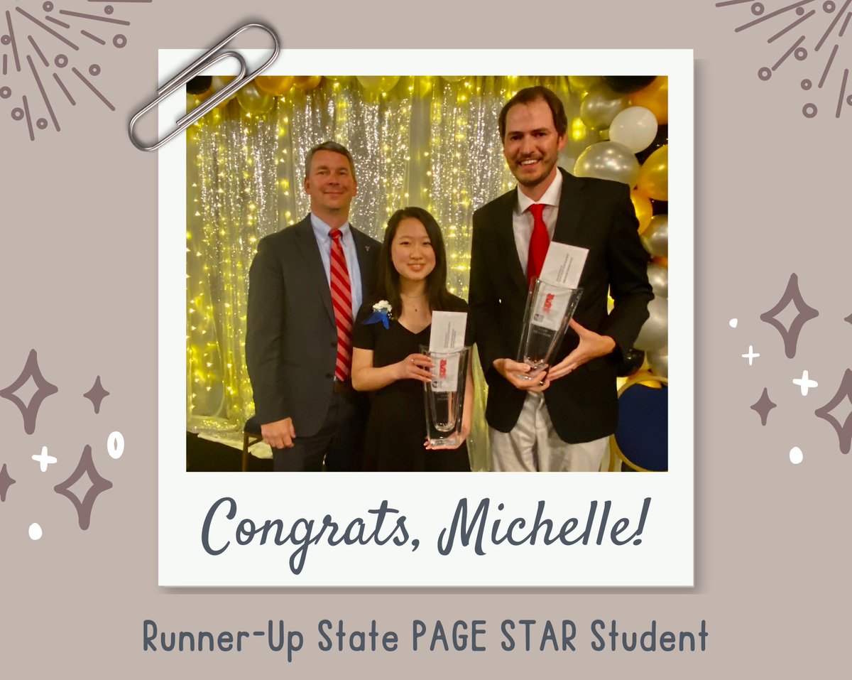 Michelle Li, a senior at North Oconee High, has been chosen as the Runner-Up State PAGE STAR Student for 2023. She chose Mr. Jackson Huckaby as her STAR Teacher. Michelle and Victor Huang of Oconee County High attended the state banquet on Monday in Duluth. #OconeeStrong