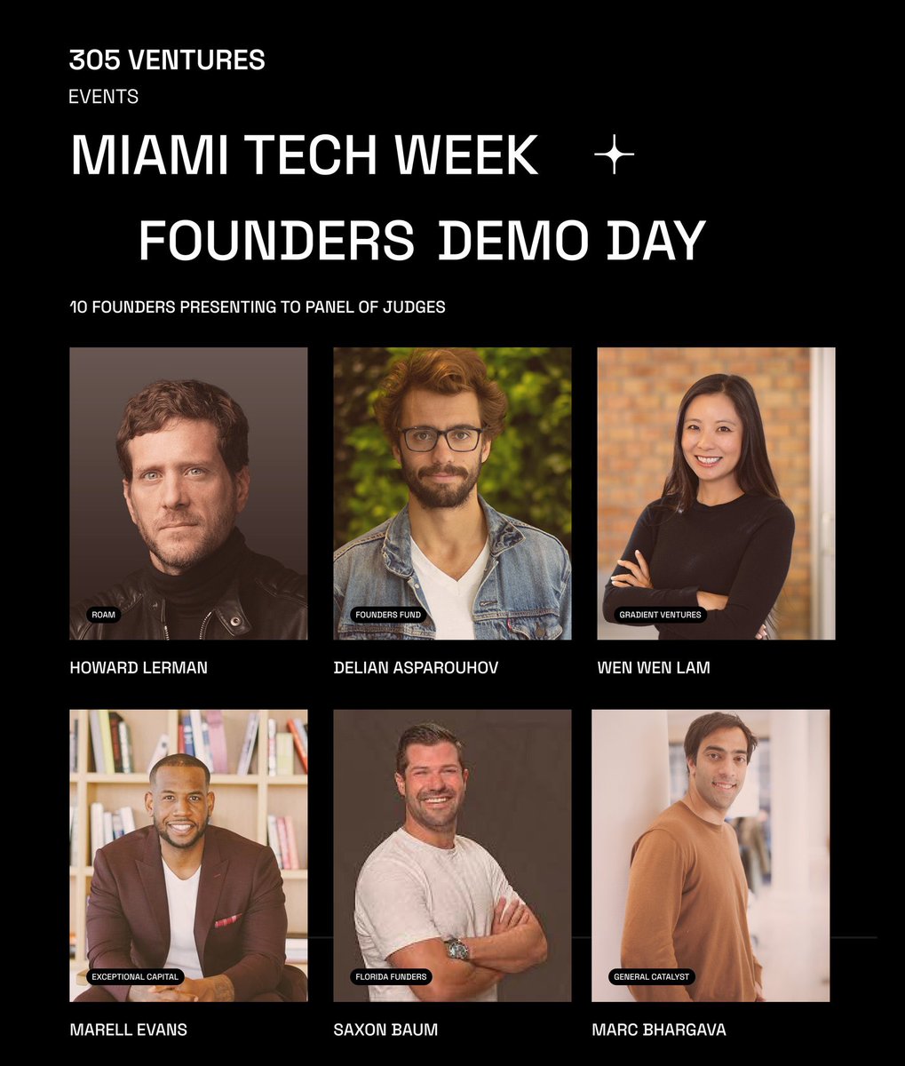 Looking forward to kicking off #MiamiTechWeek with some of the best just like we did last year, although this year @zaidrmn trusts me to be a judge 🤣🤣🤣 @zebulgar @wenwen @Marell_Evans @marcbhargava @FloridaFunders @305venture