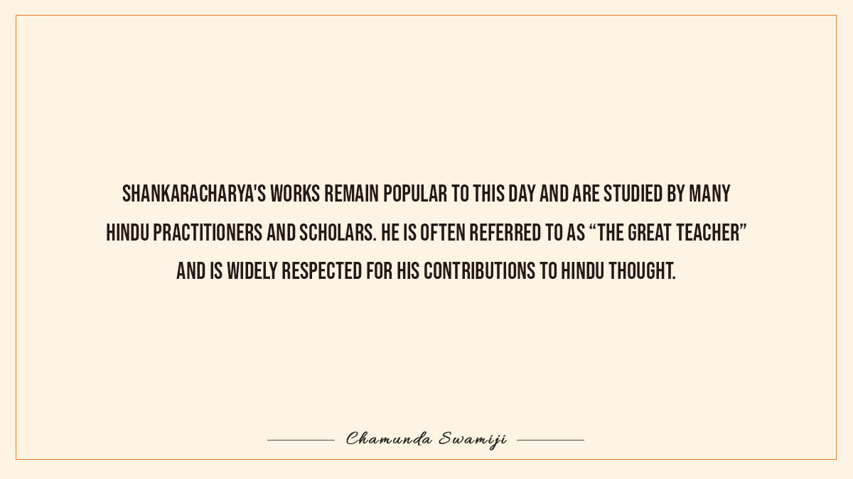 chamundaswami_'s tweet photo. Celebrating Sri Shankaracharya’s Birthday. The Great Teacher, the one who taught us Advaita. 

Let’s try to understand what it means to be one with the divine at all times and try to meditate on the feeling of being one.

#ChamundaSwamiJi #CSJ
#SriShankaracharya #Gurus https://t.co/IfgWw2Xet8