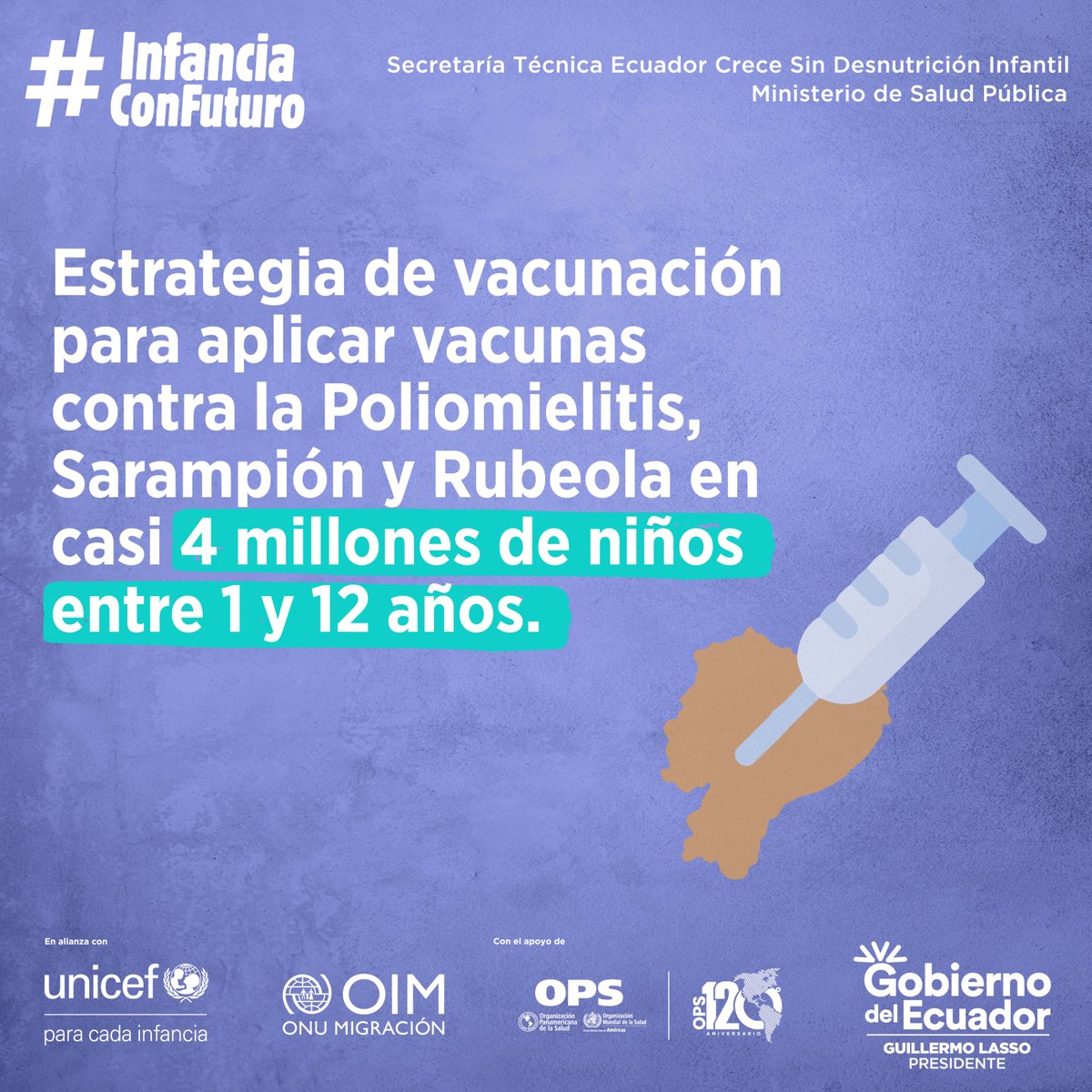 Salud_Loja's tweet photo. #Vacunación2023 | @Salud_Ec desarrolla la Campaña de Vacunación Ecuador libre de Poliomielitis, Sarampión y Rubeola 💉 para aplicar una dosis adicional de estas vacunas y proteger 🛡️ a niños de graves enfermedades. https://t.co/qZnJwFBITe