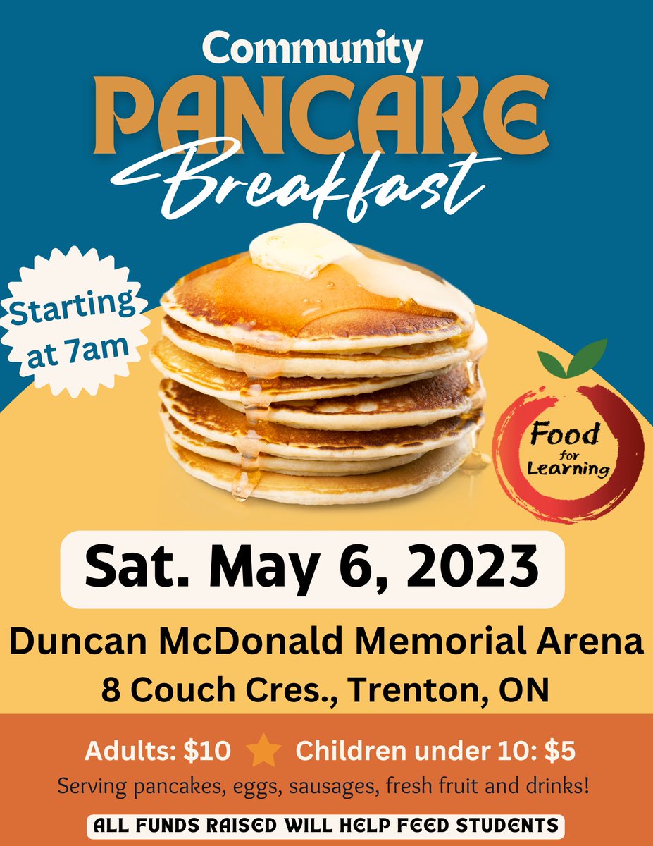 Food for Learning is having a pancake breakfast. Please consider coming on May 6th to support this great program!