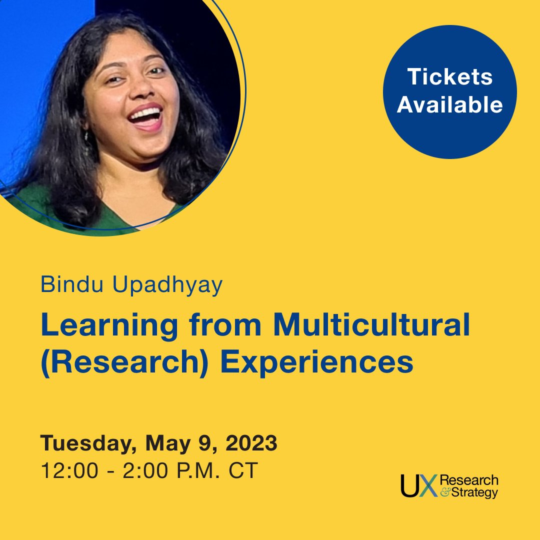 Join us for our free May event where Bindu Upadhyay shares her lessons learned on how to bring a culturally diverse perspective to your research. ecs.page.link/VCDDz

#ux #uxrs #userexperience #uxdesign #uxd #uxresearch #uxstrategy #userresearch #uxprocess #uxresearcher