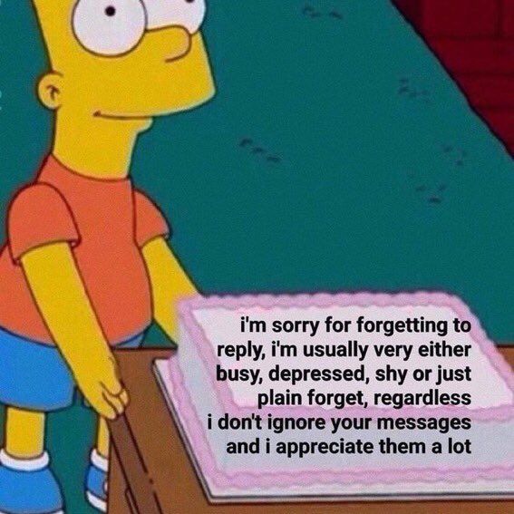 Just a general PSA to everyone who comments on things. I get overwhelmed exceptionally easy and tend to neglect to reply, But that doesn't mean that I don't read and/or appreciate comments! So thank you 💙  ;3;