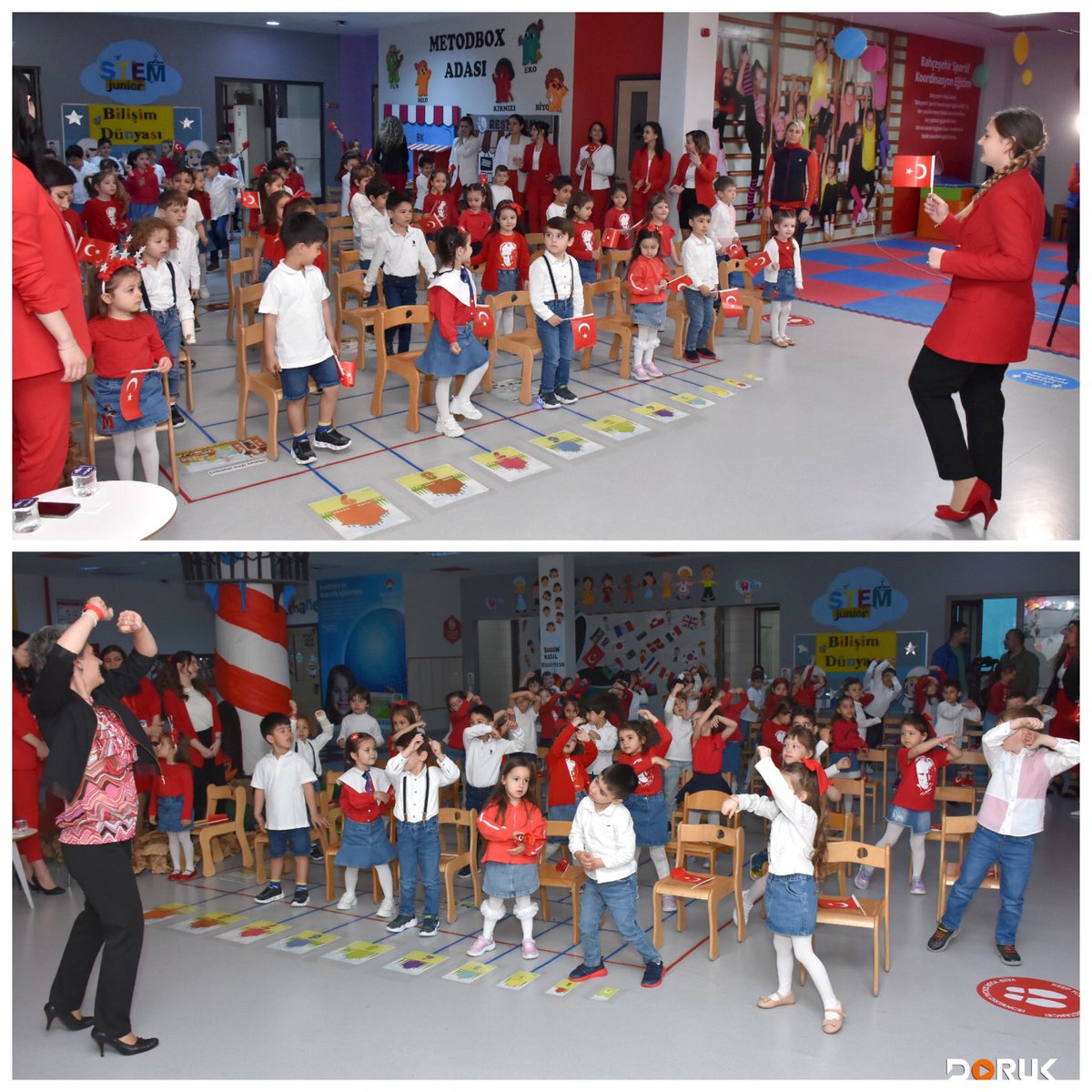 Anaokulu öğrencilerimizle birlikte 23 Nisan Ulusal Egemenlik ve Çocuk Bayramımızı şarkı, şiir ve danslarımızla coşkuyla kutladık.🇹🇷❤️💙

#23Nisan
#ÇocuklaraBayramVatanaGelecek
<a href="/EnverYucel/">EnverYucel</a> <a href="/HuseyinYucell/">Hüseyin Yücel</a> @dagozlem <a href="/ozgeeasln/">Özge ASLAN</a> <a href="/Savas_BOYAR/">Savaş BOYAR</a> <a href="/BuketAdiguler/">Buket ADIGÜLER</a>