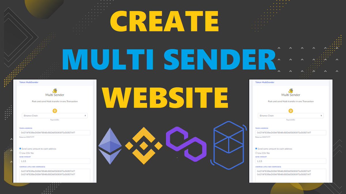 techaddict0x's tweet image. Create your own Multi Sender website for multiple networks and offer it as service for a fee 😍

Watch Video👉 youtu.be/8JmXRokGIZM

#multisender #solidity #crypto #Airdrop #massairdrop #developer #tokens #remix #100x