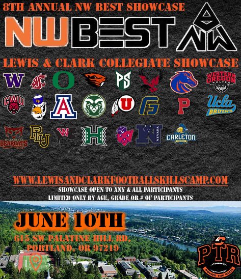 🗣️ Calling class of ‘24 ‘25 ‘26 - here’s your chance to showcase. Get yourselves signed up for the 2023 NW Beat Showcase at Lewis &amp; Clark College in Portland, OR

lewisandclarkfootballskillscamp.com/nw-best-showca…