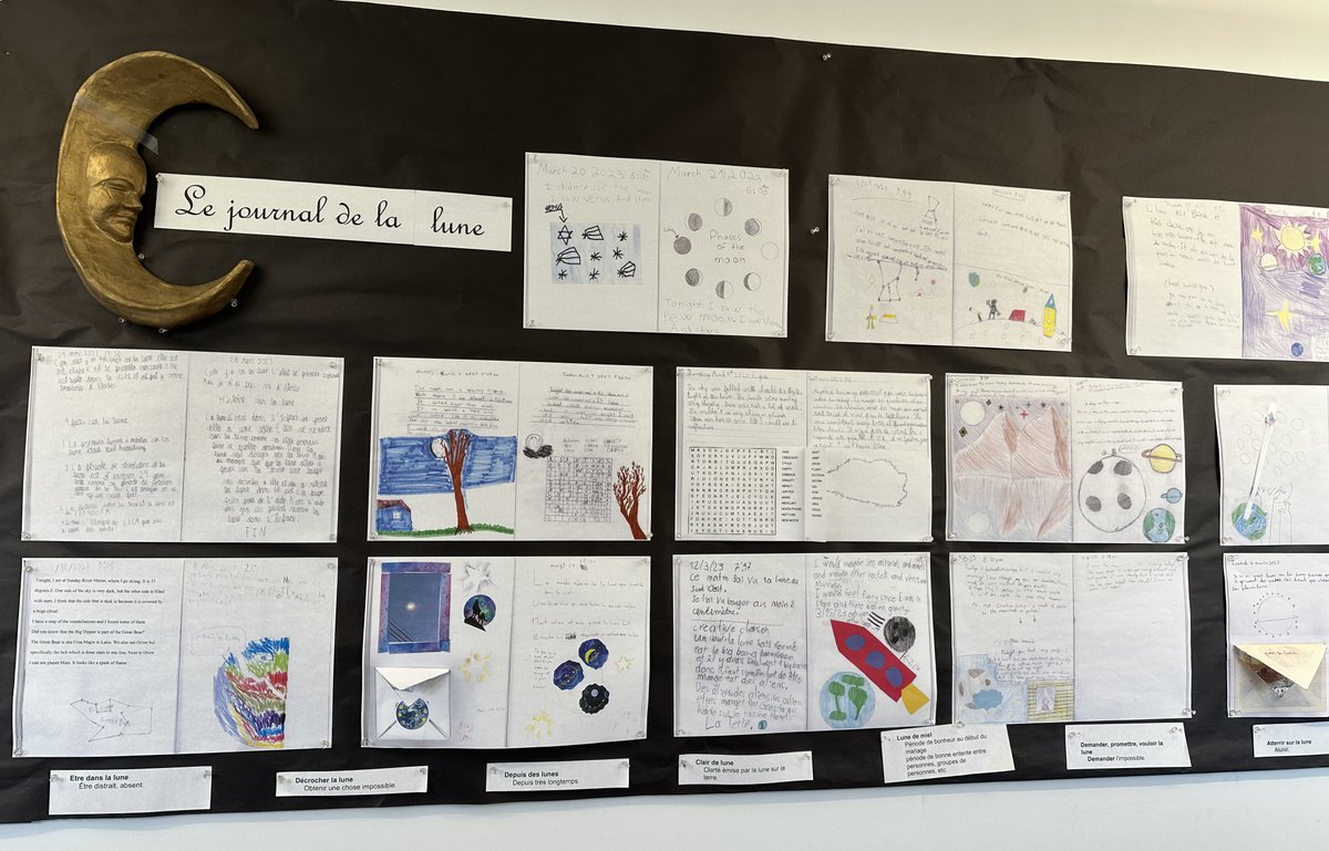 isblib's tweet photo. 🌙Our 3rd graders recently created their own Moon Journals. They made direct observations of the Moon's changing shape throughout the month, & they learned about the pattern of the Moon's phases. #moonjournal #moon #lune #journaldelalune #ISBOS #écoleélémentaire #lowerschool https://t.co/Y3EyYIuZDa