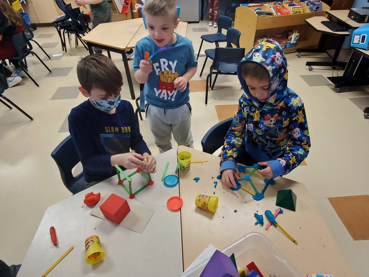 NancyFitz35's tweet photo. Working hard to create 3D objects and 2D shapes  using popsicle sticks and play doh. So much fun building and learning ! @HTE_K4 @NLESDCA https://t.co/m0AxnitAPs