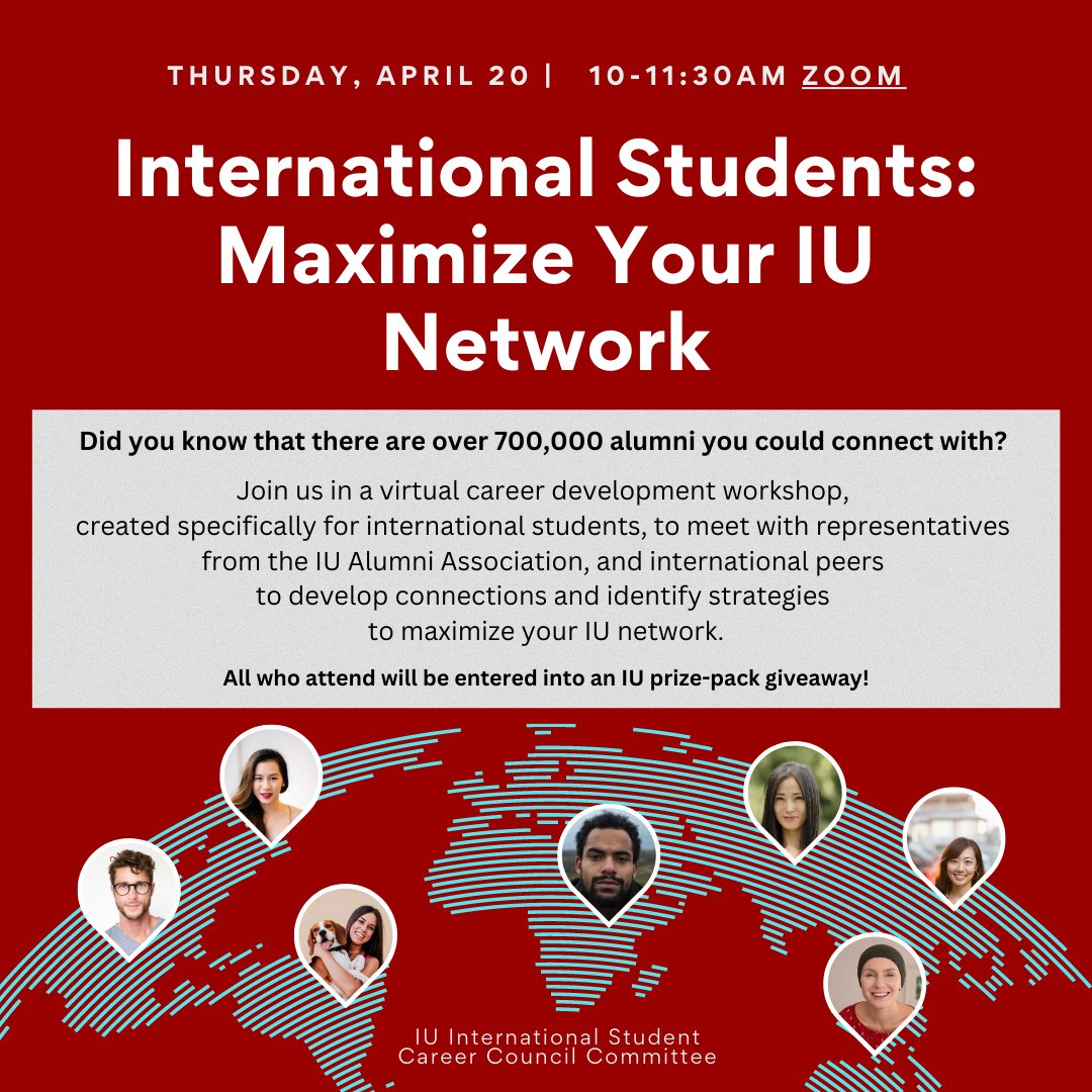 Last week the IU Alumni Association held a workshop to help international students connect!👥

Did you attend this great opportunity?🤔

#SPHCareerServices #InternationalStudents