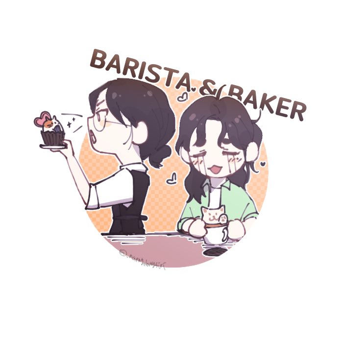 바리스타🐹 제빵사🐶 동업중인데 신메뉴 개발하자고 했으면서 서로 덕질하고있음
