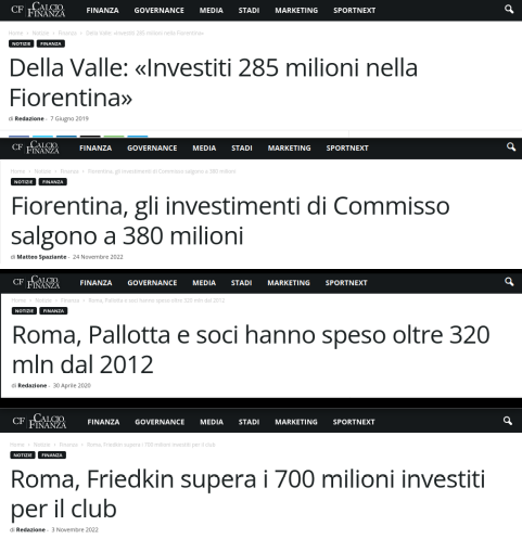 OperazDelleAlpi's tweet image. #CAIRO 60M in 17 anni, -3,5/anno
#saputo 200 in 7 anni, -28,5/anno
#krause 175 in 3 anni, -58,3/anno
#mapei 250 in 12 anni, -20,8/anno
#dellavalle 285 in 17 anni, -16,7/anno
#commisso 380 in 4 anni, -95/anno
#pallotta 320 in 8 anni, -40/anno
#friedkin 700 in 3 anni, -233,3/anno