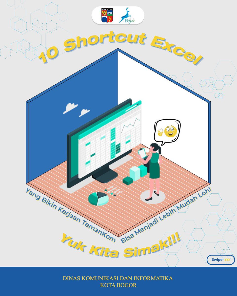 kominfobogor's tweet image. Hallo TemanKom!!!

ternyata ada Shortcurt Excel yang bisa bikin kerjaan lebih cepet selesai lohh, hmmm apa aja sih🤔 
Yuk kita simakk!!!!

#ShortcutExcel
#PemkotBogor
#DiskominfoKotaBogor
#BogorSmartCity
